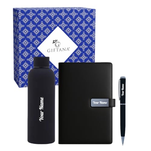 Image of Giftana 3 in 1 Personalized Diary with Pen, Coffee Tumbler Gift Set for Employee (Black 3)