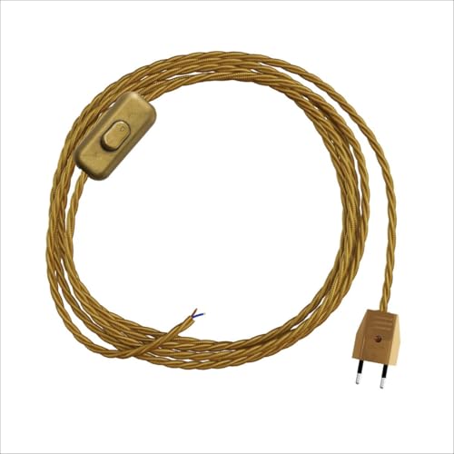 LaMorell LightDesign Cablaggio per Lampada Abat-Jour con cavo elettrico tessuto. Colori Vari. (Treccia Oro)