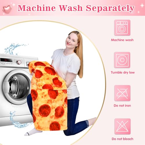 Image of Waitu Wearable Blanket Sweatshirt Gifts for Women and Men, Warm and Cozy Giant Blanket Hoodie, Thick Flannel Blanket with Sleeves and Giant Pocket - Pizzas Red