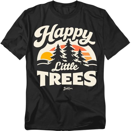 Popfunk Bob Ross Happy Little Trees Unisex Adult T Shirt Black X-Large