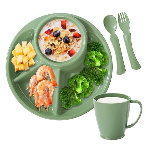 Platos con divisores, platos divididos de dieta para estudiantes, cuenco ovalado con taza de agua para apartamentos, autocaravanas, comedores, jardines de infantes, restaurantes