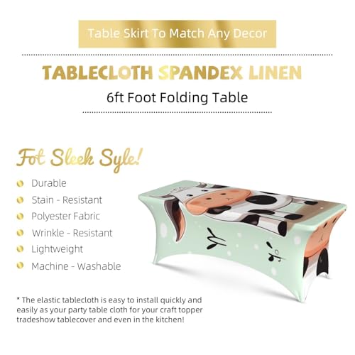 Nappe vache rectangulaire 1,8m en élasthanne extensible et lavable pour table de buffet - 6