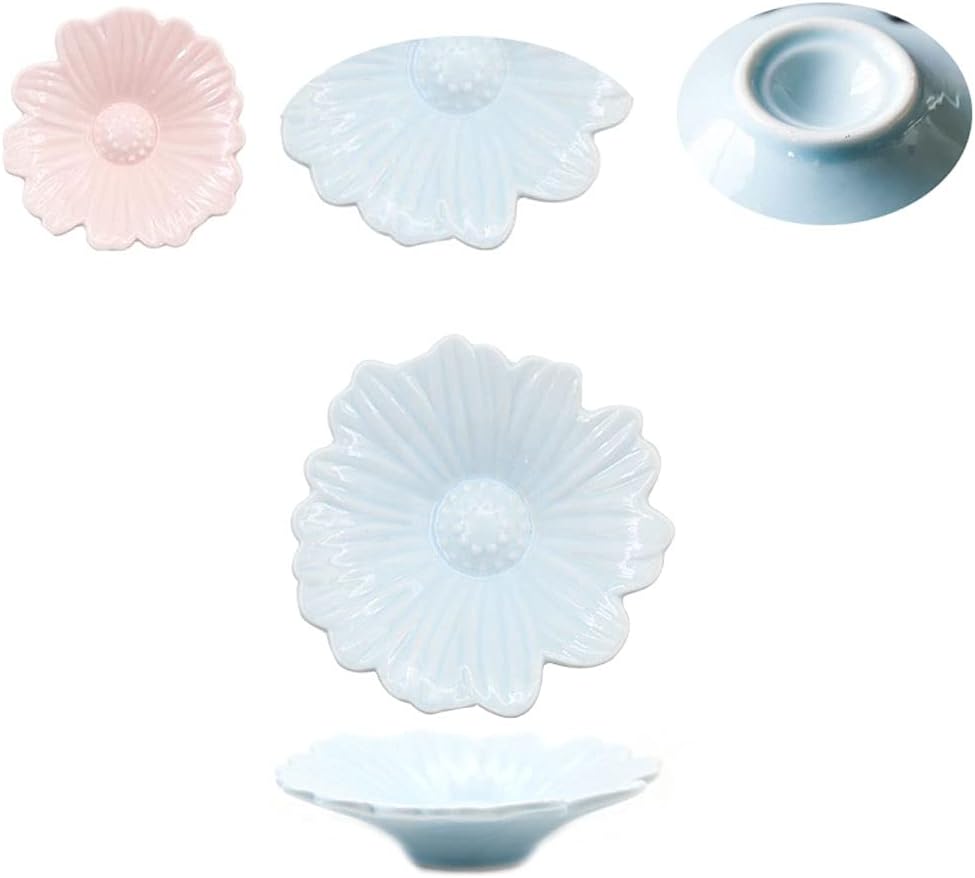 GeRRiT Snack Serving Dishes Sauce Dish Ceramic Flower Shaped Sauce Dish Sushi Dipping Bowl Appetizer Plates Porcelain Serving Dish Condiment Dishes Set of 4 Dessert Dishes