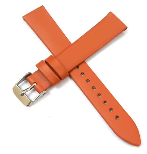 SBWC Orange Leather Strap 16mm Genuine Leather Orange Strap Silver Buckle Clasp Watch Band Strap for Men and Women (B0B5FBD29F) Amazon Price History, Amazon Price Tracker