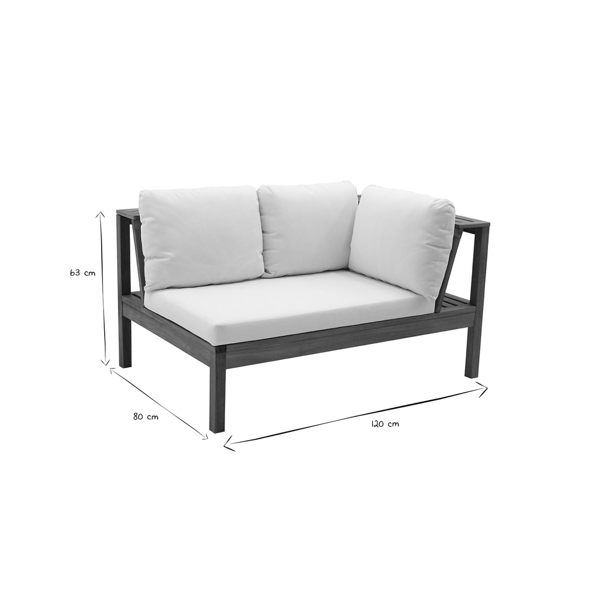 Miliboo Salon de Jardin d'angle 6 Places en Bois Massif avec Coussins déhoussables Taupe Belize
