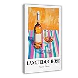 NLKQHTF Languedoc - Póster de vino rosado sobre lienzo, decoración de dormitorio, paisaje, oficina, habitación, regalo, 50 x 75 cm