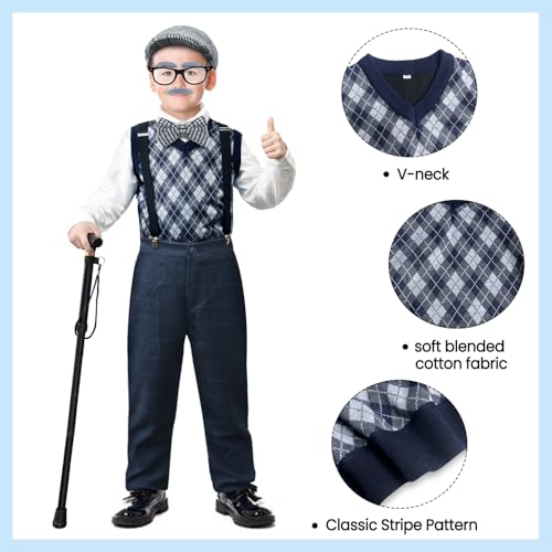 Disfraz Completo de Abuelo Retro para Niños 8-10 Años miniatura 2