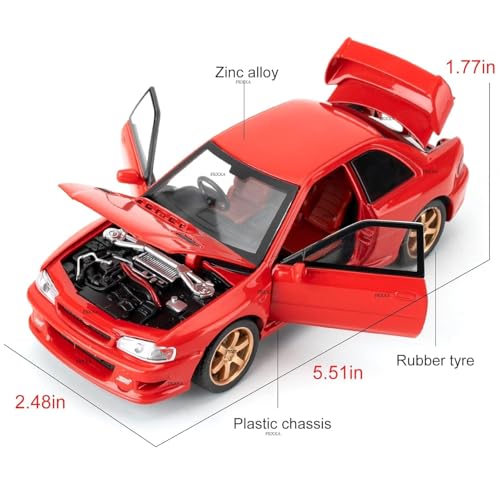 Image of FEXXA 1 /32 Compatible for Subaru Impreza WRX STI Model Car, Pull Back Diecast Collectible Car Toy with Sounds & Lights for Kids Boys Girls and Adults, Gift (RED)