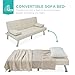 Best Choice Products Linen Modern Folding Futon, Reclining Sofa Bed for Apartment, Dorm w/Removable Armrests, 2 Cupholders - Ivory