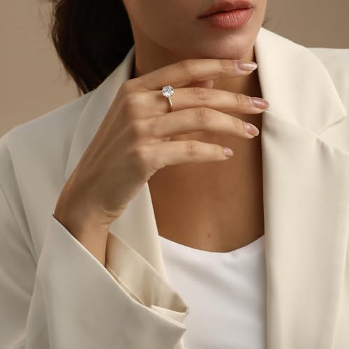 Engagement Rings for Women 14K Gold Plated Round Cubic Zirconia Ring Dainty Gold Promise Ring Wedding Band Rings for Women Trendy Gold Jewelry2