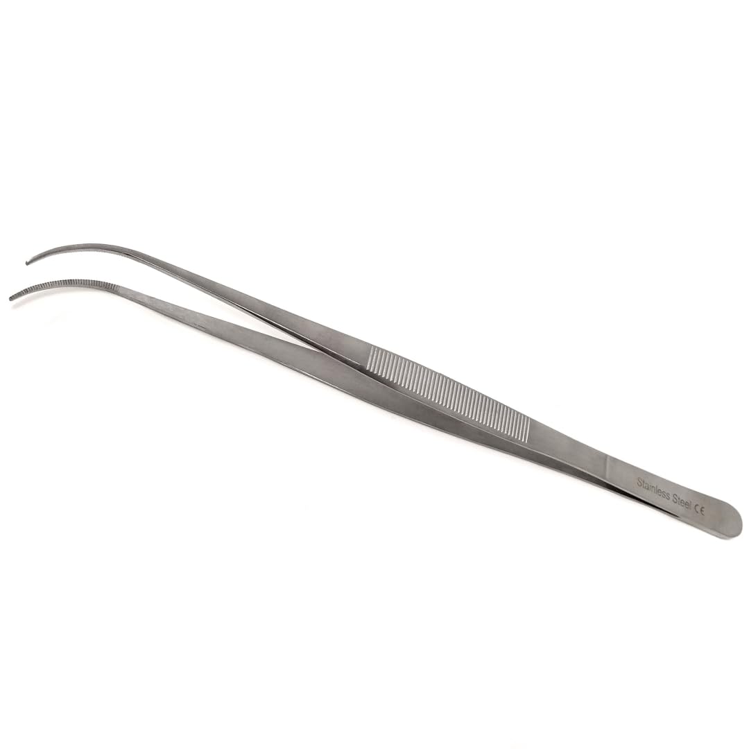 Multifunction Lab Tweezers Narrow Micro Point Fine Serrations Stainless Steel Forceps - 10