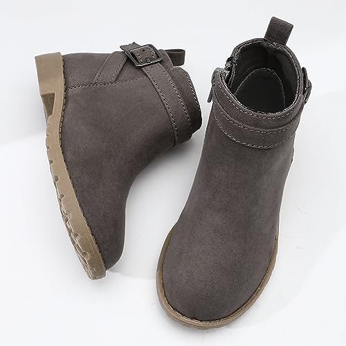 HOMEHOT Girls Ankle Boots Suede Leather Side Zipper Low Heels short (toddler/littile kids) color taupe size 10 by HOMEHOT - Used condition - Image 6