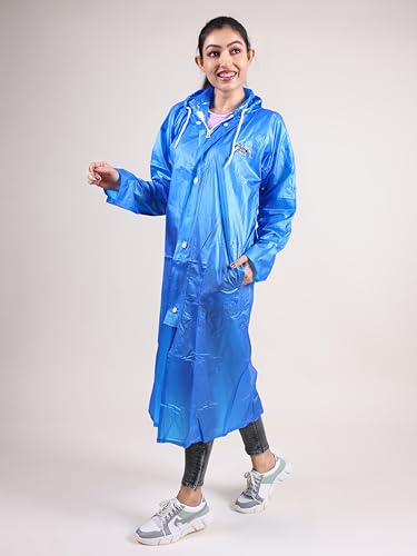 Image of Rupa Rainsuit Women Waterproof PVC Raincoat with Hood & Carry Bag | Lightweight Rainwear for Women with Front Zip | Solid Color | Standard Length | Pack of 1