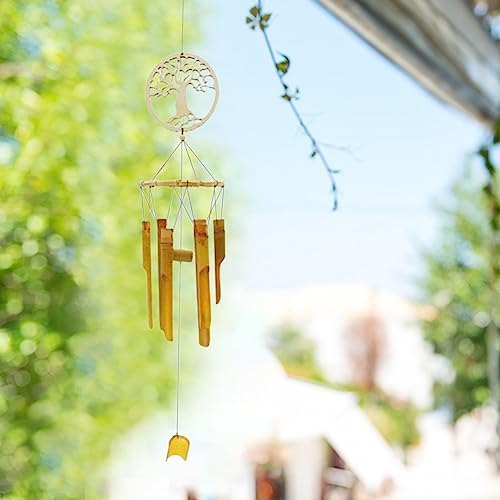 Sinos de vento de bambu para exterior,Carrilhão de vento ao ar livre | Windchimes ao ar livre com so