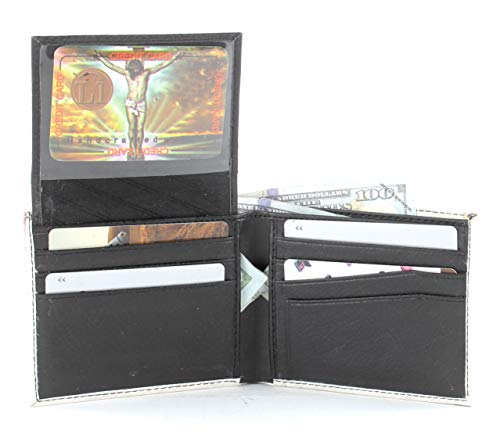 Li Leather Impressions Bifold Mens Wallet Men's Religious Vegan Leather Wallet For Men With Top-Flap 2 ID Windows, 7 Cards, 2 Inner Slots & 2 Cash Pockets - Slim Mens Wallet & Gift Box4