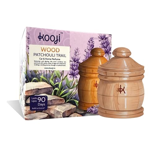 Image of Kooji Wood - Patchouli Trail - Car & Home Perfumes - 12ml | Premium Freshener - Bohemian Patchouli, Sage & Cedarwood | Natural & Vegan Ingredients | Long-Lasting Aroma - Up to 90 Days