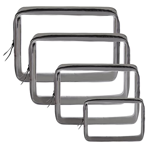 4点セット 透明トラベルトイレタリーバッグ コスメポーチ トラベルポーチ PVC化粧ポーチ 洗面用具ポーチ ッパーコスメポーチトラベルポーチ 防水 化粧品入れ 大容量 化粧品入れ 小物整理 軽量 小物入れ 持ち運び トラベルポーチ 男性と女性用 出張 旅行