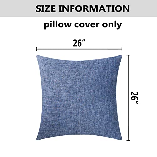 Home Brilliant Linen Euro Sham Large Throw Pillow Cover For Patio Floor, 26 X 26 Inch(66X66 Cm), Navy Blue #TOP4