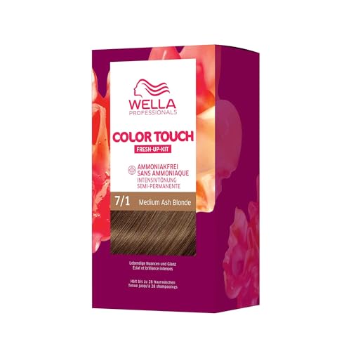 Wella Professionals Color Touch demi-permanente Haarfarbe ohne Ammoniak – Haarfärbemittel mit bis zu 50 % Grauhaar-Abdeckung – Ansatz-Kit inkl. Haarmaske – 7/1 Medium Ash Blonde (130 ml)