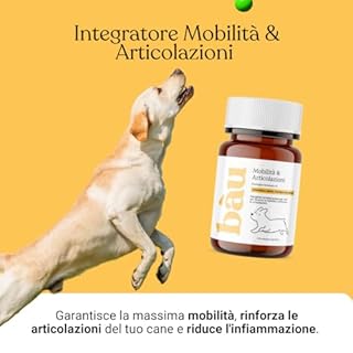 Bau Integratore Articolazioni Cane Anziano, Condroprotettori Cane Anche e Gomiti, Migliora Mobilità e Rinforza le Articolazioni con Condroitina, Glucosamina e Cozza Verde, Compresse per Cani Anziani