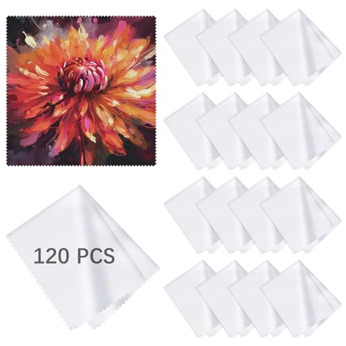 120 Pack Microfiber Cleaning Cloth for Glasses (5.5"x5.5"), Sublimation Eye