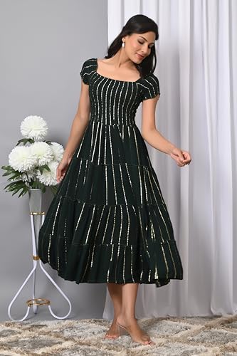 Image of IQRAAR Dress for Women Printed Midi Dress