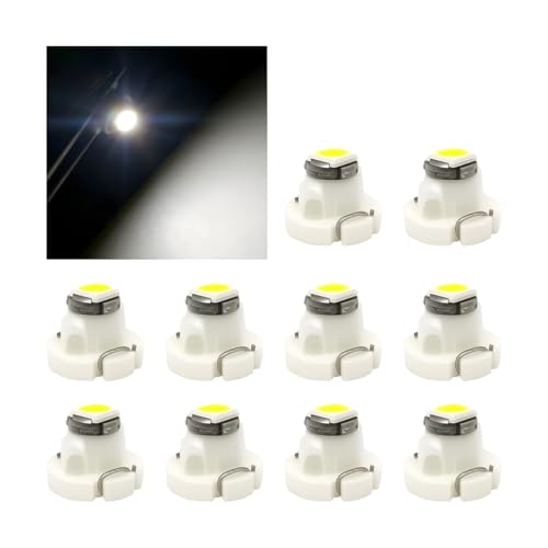 HZEL 10PCS Car T3 Neo Wedge Led Bulbs, 8mm Base Vehicle Cluster Dashboard Gauge Lights, T3 Automotive HVAC AC Heater Control Switch Indication Lamp Bulbs Accessories, Universal Fit (White)