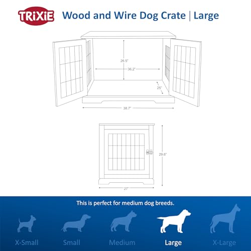 Trixie 38.7" Indoor Dog Crate, Wooden Crate Table for Dogs Up to 66 lb, Large Dog Kennel, Perfect in Any Room, Gray by TRIXIE - Image 9