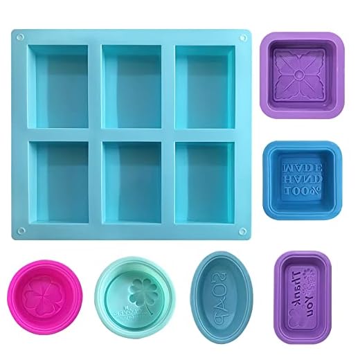 Stampi in Silicone per Sapone, Set di 7 Stampo Sapone, Forma Quadrata, Ovale e Rotonda, Stampi per la produzione di sapone, Kit per la produzione di sapone fai da te per sapone, cioccolato, ghiaccio