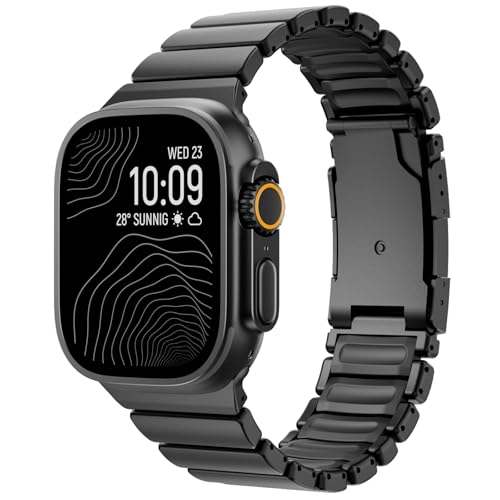 Stainless Steel Silicone Strap Compatible with Apple Watch Ultra 3/2/1 Band 49mm/46mm/45mm/44mm/42mm Luxury Niche Waterproof Replacement Strap for Men Women iWatch Series11/10/9/8/7/6/5/4 Black-Black