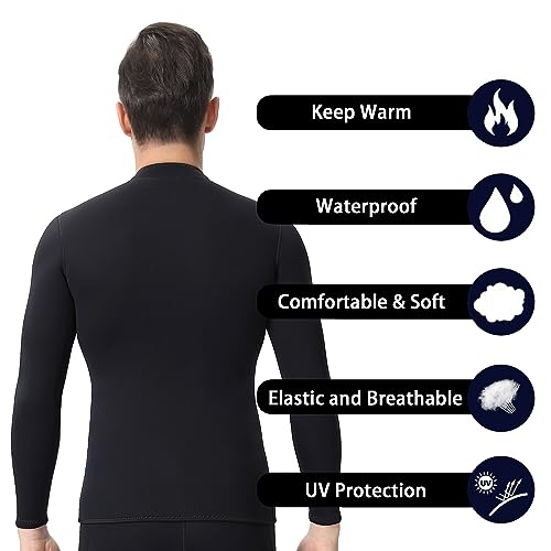 REALON Wetsuits Top Jacket Women Men 2mm Neoprene Long Sleeve Shirt 3mm Front Zipper Vest Wet Suit Keep Warm for Adult Youth Kids Diving Surf Swim Water Sports