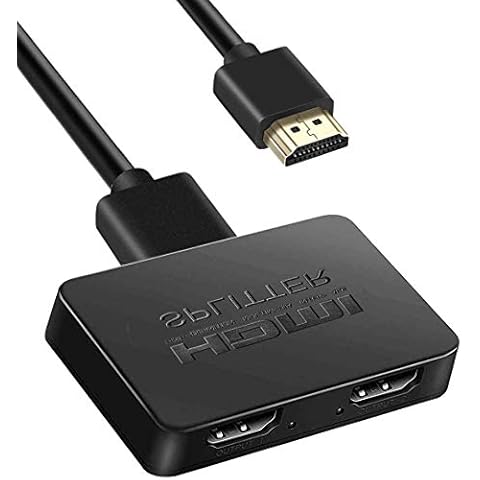 HDMI Splitter 1 in 2 Out, 4K HDMI Splitter for Dual Monitors, High Speed 2-Port HDMI Splitter, Full HD HDMI Amplifier Splitter for Xbox, PS4, PS3, DVD, HDTV Cover