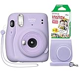Fujifilm Instax Mini 11 Instant Camera Lilac Purple + Minimate Custom Case + Fuji Instax Film 20 Sheets Twin Pack