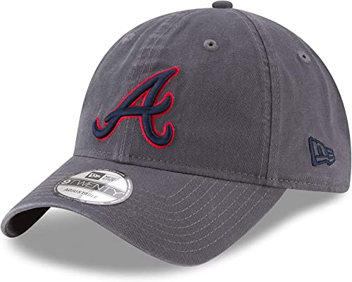 New Era MLB Core Classic 9TWENTY Graphite Charcoal Color Adjustable Hat Cap One Size Fits All - Atlanta Braves Charcoal Graphite