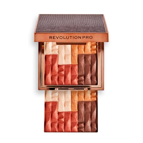 Image of Revolution Pro- Goddess Glow Shimmer Brick Bronzer- Deserted (Brown-Dark /Deep skin tones) | Highly-Pigmented Powder | Easy-to-blend Formula, For a Silky and Luminous Effect | Cruelty Free -8 gm