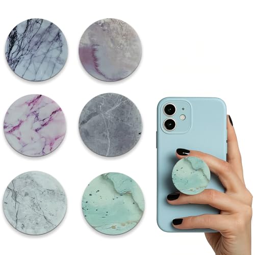 Phone Grip Set of 6 Elegant Marble-Pattern Stand for Smartphones Multi-function Foldable Finger Kickstand Rotation Cell Phone Finger Holder Grip For Smartphone And Tablets