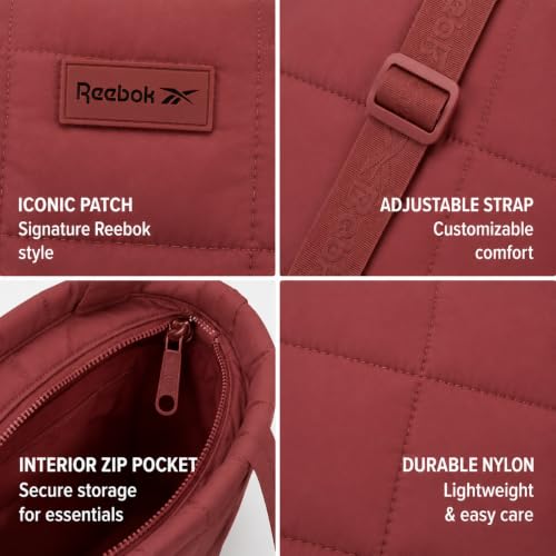 Image of Reebok Crossbody Bags for Women - Lightweight Nylon Small Cross Body Bag Purse with Adjustable Strap for Casual Travel