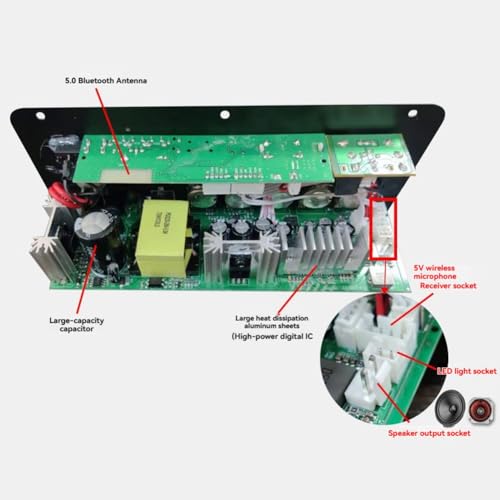 Carte d'amplification de puissance audio Bluetooth 5.0 300W 12V 24V MP3