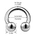 BanaVega 3PCS Surgical Steel Horseshoe Earrings 16g 1/4 6mm 3mm Ball Septum Helix Daith Nose Earrings Cartilage Piercing Jewelry 0113