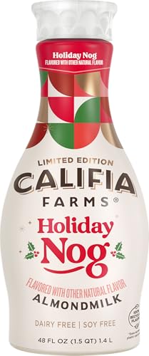 Califia Farms - Almond Milk Seasonal Holiday Nog, 48 Oz, Dairy Free, Soy Free, Plant Based, Vegan, Non-GMO, Gluten Free, Egg Nog