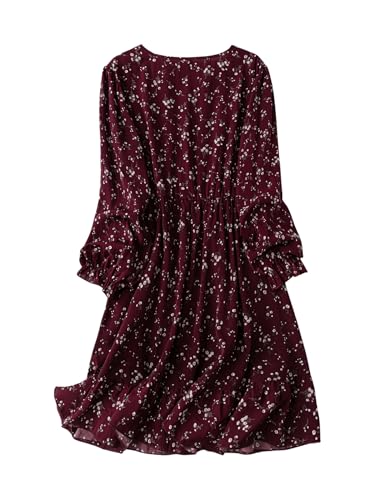 Floerns Women's Plus Size Ditsy Floral Print V Neck Ruffle Sleeve A Line Short Dress2