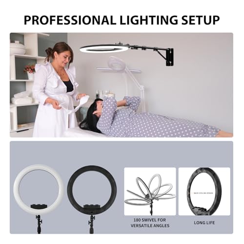 Anillo de luz con brazo triangular giratorio de pared RL02 y soporte para móvil 5
