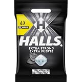 Halls Caramelos Sabor Extra Fuerte, Sin Azúcar, Paquete de 4 x 32g