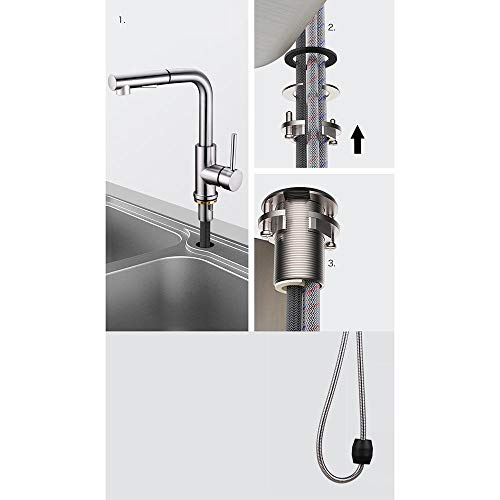 Robinet évier de cuisine avec douchette télescopique 2 jets eau chaude - 7