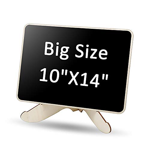 Chalkboard, Wooden Chalkboard Sign with Support Easel, Chalk Board Pen and Cleaning Cloth - Size 10