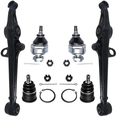 Image of Detroit Axle - 6pc Front End Suspension Kit for 1990-1993 Honda Accord, 2 Lower Control Arms 2 Lower Ball Joints 2 Adjustable Upper Ball Joints 1991 1992 Replacement