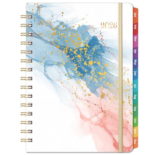 2026 Planner - 2026 Planner Weekly and Monthly from January 2026 - December 2026, 8.5'' X 6.4'', Weekly Monthly Planners 12 Month with Colorful Tabs, Elastic Closure, Back Pocket