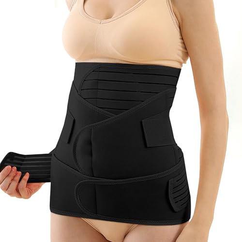 3 in 1 Postpartum Belly Band (Black), Post Partum Waist Binder, Posture Correction Abdominal Binder, Belly Band Postpartum Belly Wrap, Postpartum Belly Wrap (For waistline 25