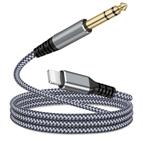 Junsky [MFi Certified] Lightning to 1/4 inch Audio TRS Stereo Cable, 4FT Lightning to 6.35mm inch Adapter, Compatible with i-Pad, i-Phone 14/13/12/Pro, for Amplifier,Speaker,Mixer[NOT for Recording]