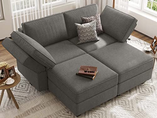 Belffin Small Modular Sofa Bed Sectional Sleeper Sofa Convertible Sectional Couch Bed Set Sleeper Couch Grey #TOP3